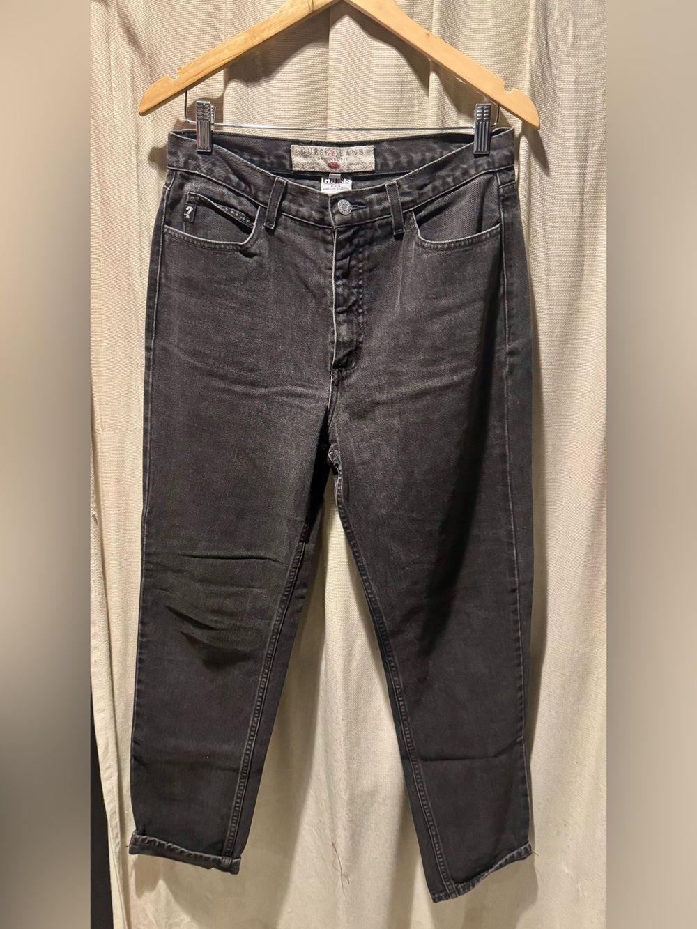 Guess Black High-Waist Straight-Leg Jeans